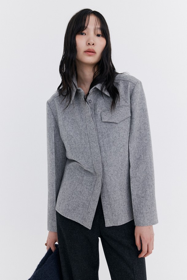 WNDERKAMMER - 셔츠 - Wool Slim-Line Shirt_Grey