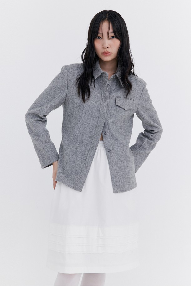 WNDERKAMMER - 미디스커트 - Raw-cut Tuck Skirt_White