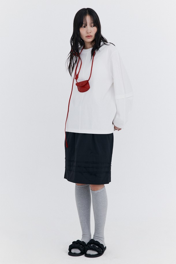 WNDERKAMMER - 미디스커트 - Raw-cut Tuck Skirt_Black