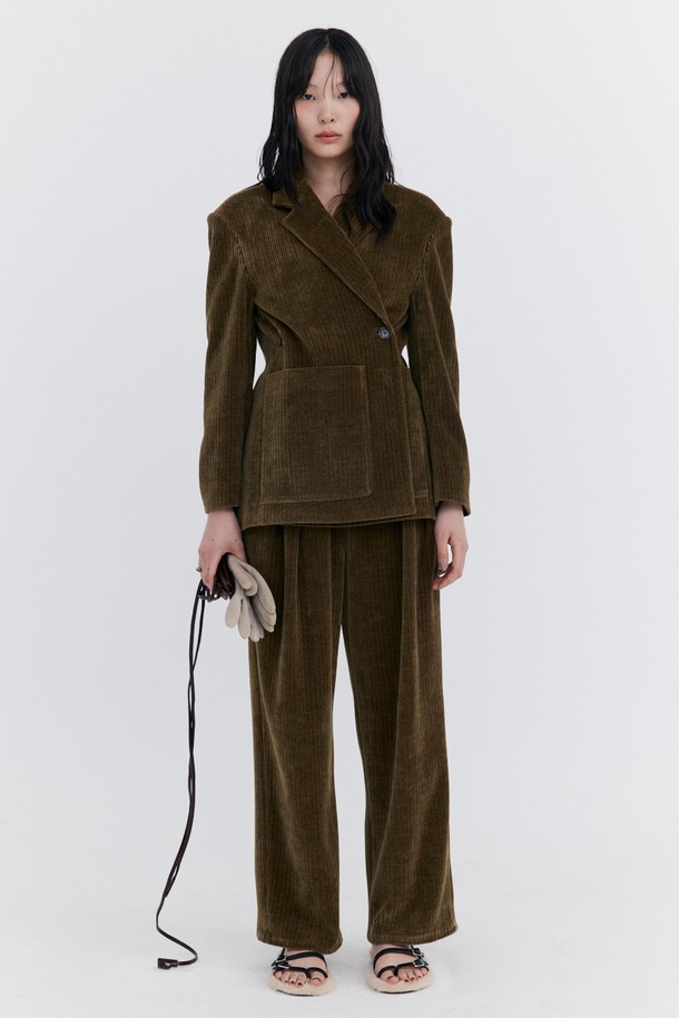 WNDERKAMMER - 롱/미디팬츠 - Corduroy Wide Pants_Khaki