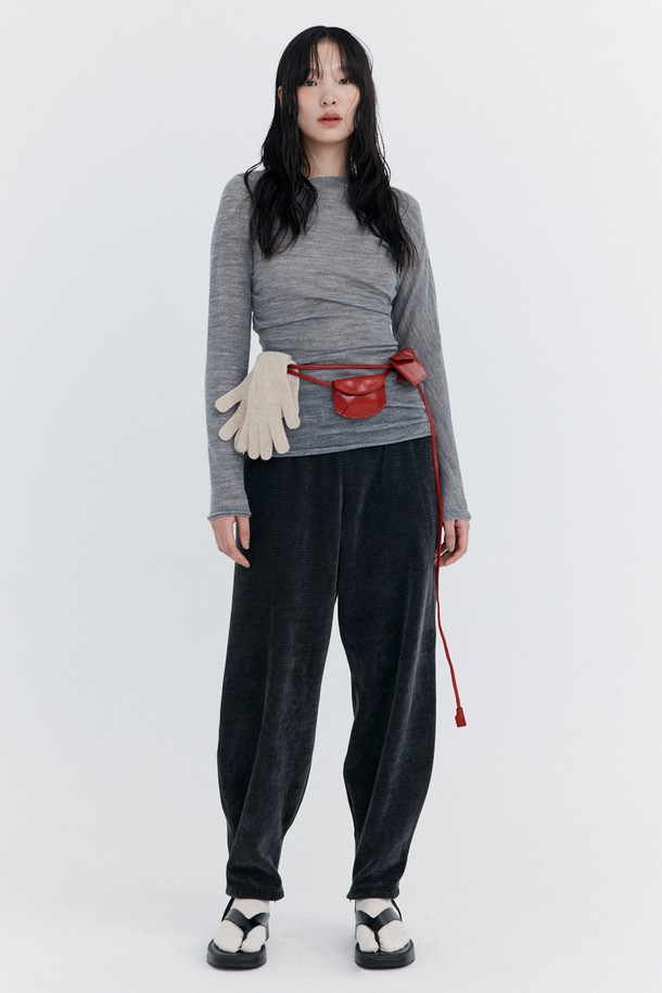 WNDERKAMMER - 롱/미디팬츠 - Corduroy Balloon Pants_Charcoal