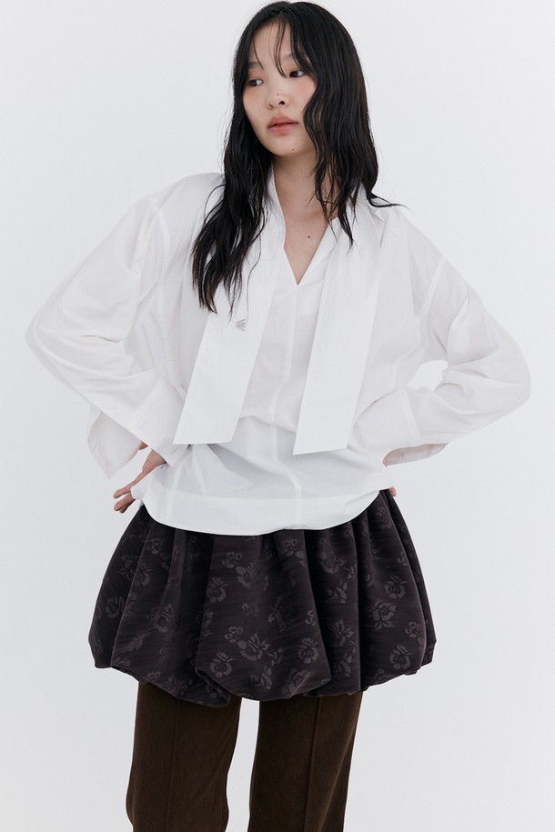 WNDERKAMMER - 미니스커트 - Balloon Banding Skirt_Brown