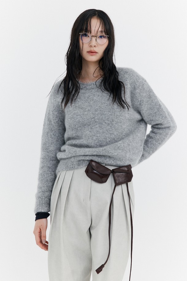 wnderkammer - 롱/미디팬츠 - Washed Cotton Wide Pants_Grey