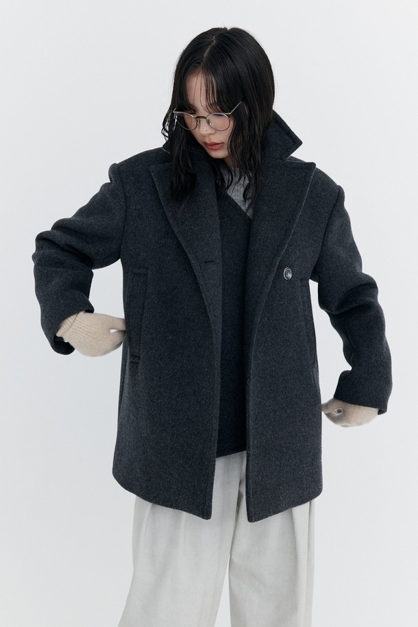 WNDERKAMMER - 코트 - Wool Half Coat_Charcoal