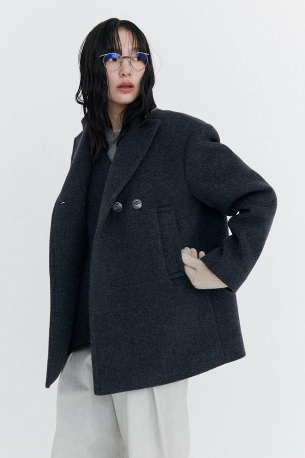 WNDERKAMMER - 코트 - Wool Half Coat_Charcoal