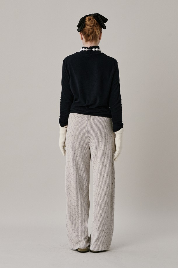 JUNEJUNE SPACE - 롱/미디팬츠 - [10차 리오더] 24 Two Tone Velour Pants_Ivory