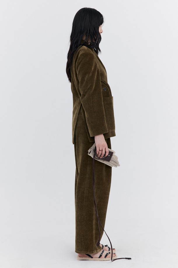 WNDERKAMMER - 롱/미디팬츠 - Corduroy Wide Pants_Charcoal