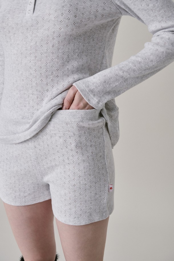 JUNEJUNE SPACE - 쇼트팬츠 - Patterned Knit Shorts_Grey