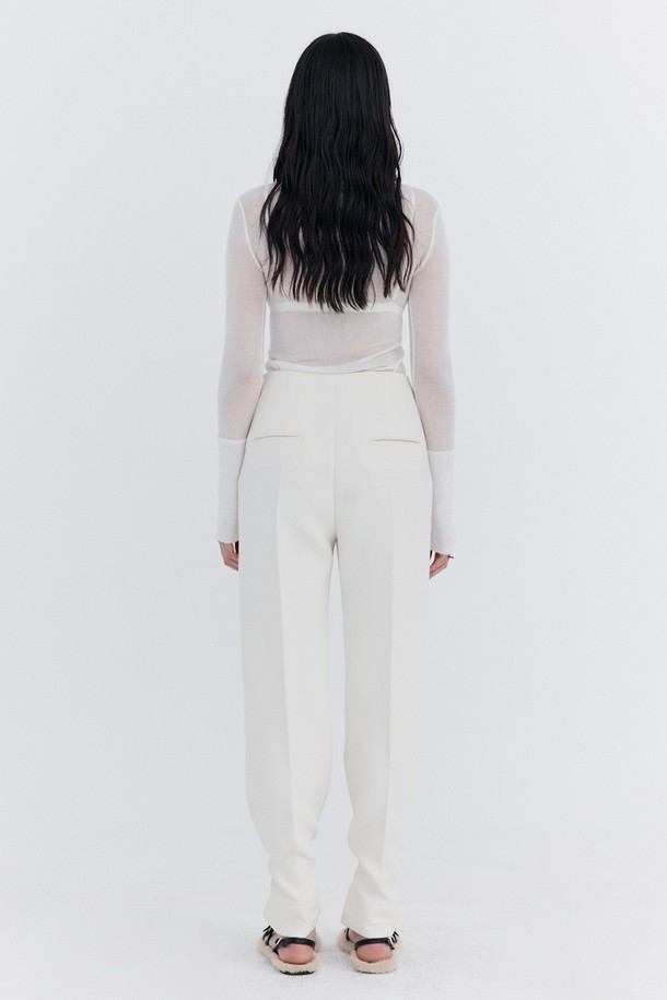 WNDERKAMMER - 긴소매 티셔츠 - Knit Rib Half Turtleneck T-shirt_Ivory