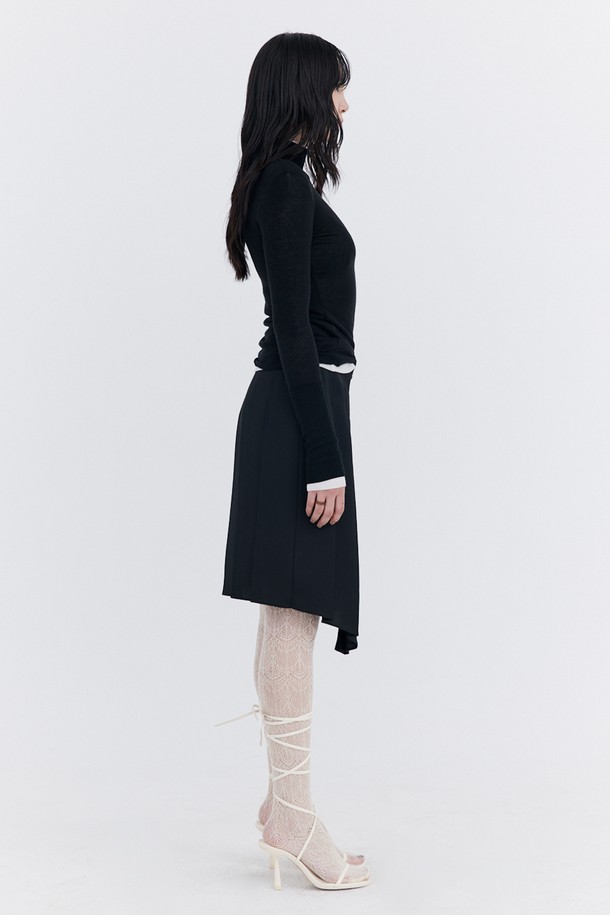 WNDERKAMMER - 긴소매 티셔츠 - Knit Rib Half Turtleneck T-shirt_Black