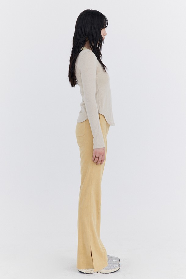 WNDERKAMMER - 롱/미디팬츠 - Corduroy semi-Bootcut Pants_Yellow