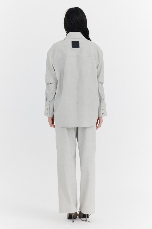 WNDERKAMMER - 롱/미디팬츠 - Washed Cotton Wide Pants_Grey