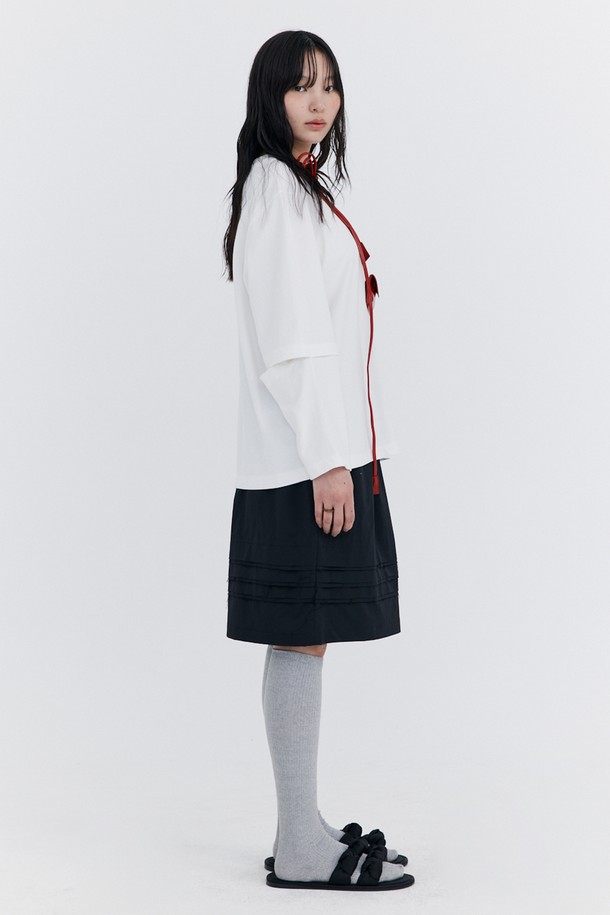 WNDERKAMMER - 미디스커트 - Raw-cut Tuck Skirt_Black