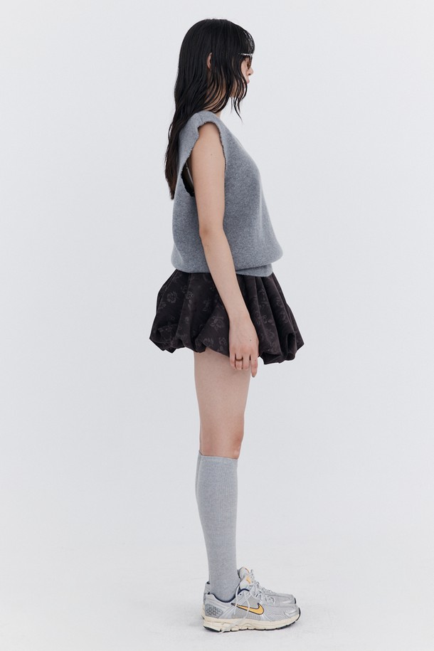 WNDERKAMMER - 미니스커트 - Balloon Banding Skirt_Brown