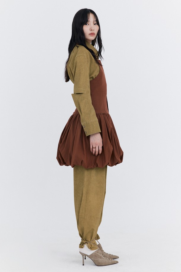 WNDERKAMMER - 민소매 원피스 - Balloon Layered Dress_Brown