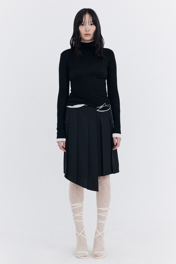 WNDERKAMMER - 긴소매 티셔츠 - Knit Rib Half Turtleneck T-shirt_Black