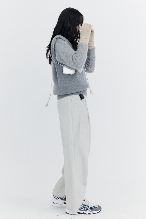 wnderkammer - 롱/미디팬츠 - Washed Cotton Wide Pants_Grey