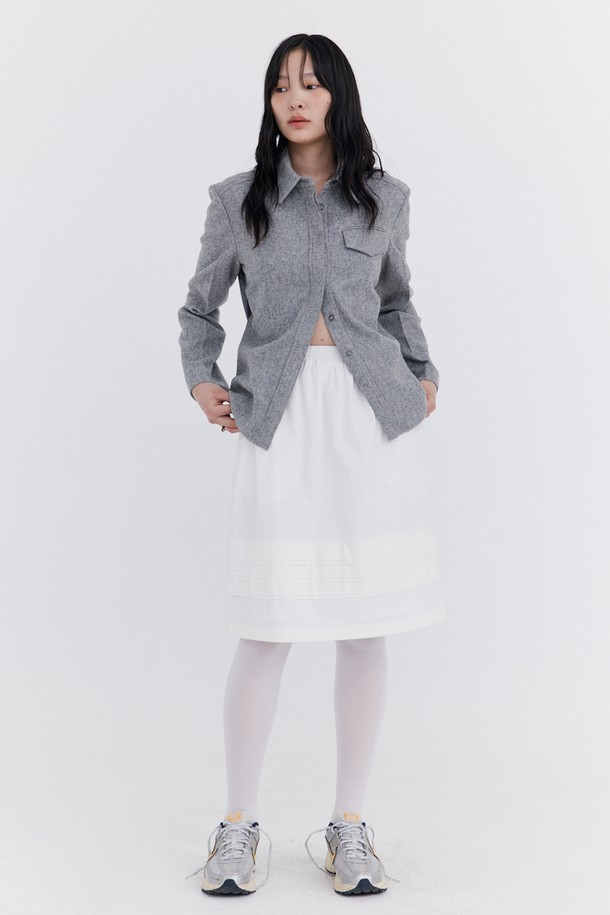 WNDERKAMMER - 미디스커트 - Raw-cut Tuck Skirt_White