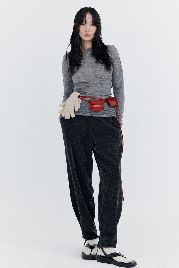 WNDERKAMMER - 롱/미디팬츠 - Corduroy Balloon Pants_Charcoal