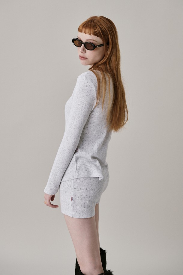 JUNEJUNE SPACE - 쇼트팬츠 - Patterned Knit Shorts_Grey