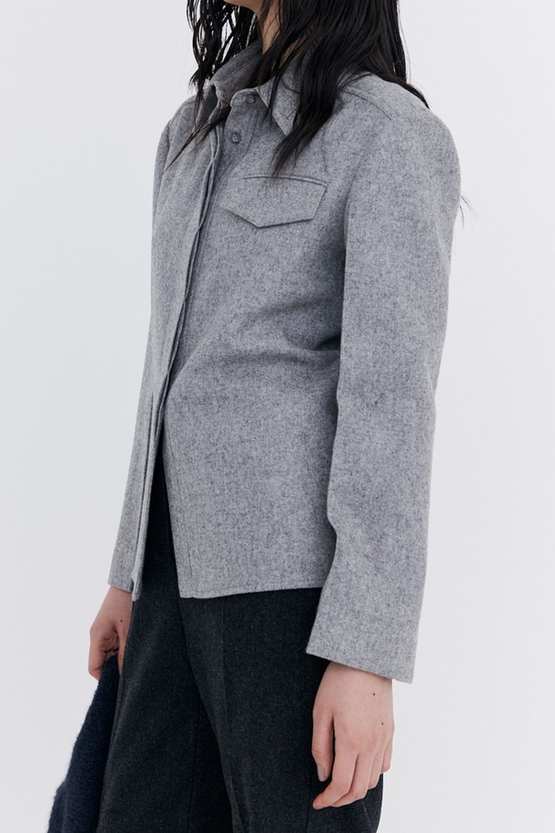 WNDERKAMMER - 셔츠 - Wool Slim-Line Shirt_Grey