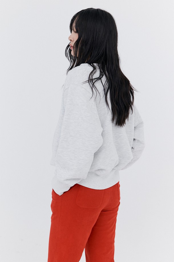 WNDERKAMMER - 긴소매 티셔츠 - Damage V-neck sweatshirt_Melange