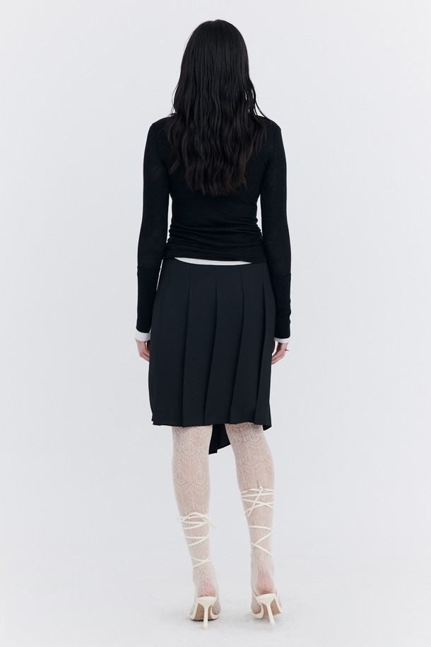 WNDERKAMMER - 긴소매 티셔츠 - Knit Rib Half Turtleneck T-shirt_Black