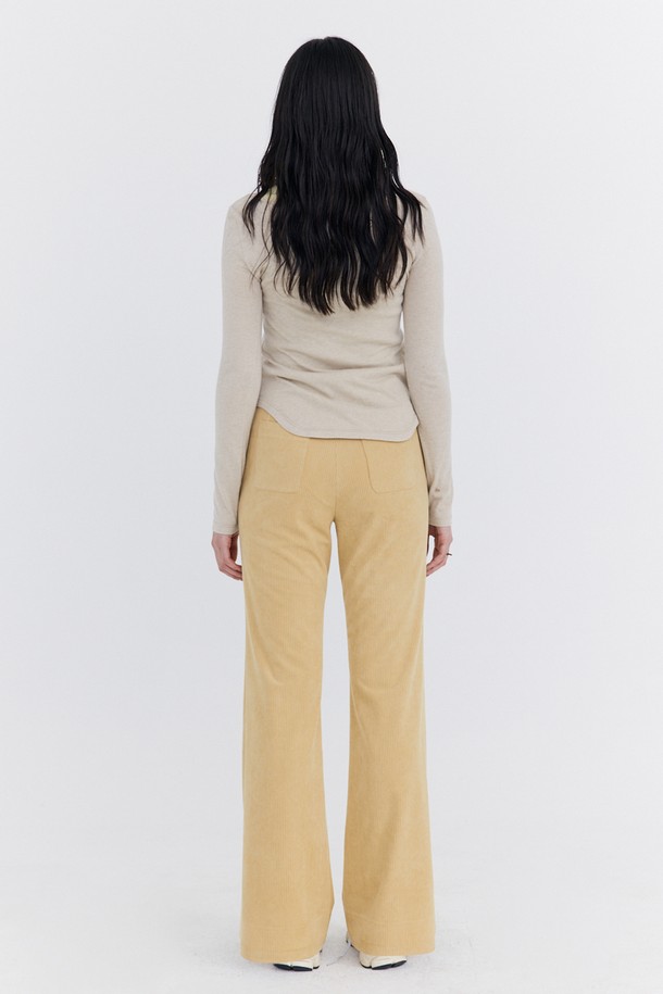 WNDERKAMMER - 롱/미디팬츠 - Corduroy semi-Bootcut Pants_Yellow