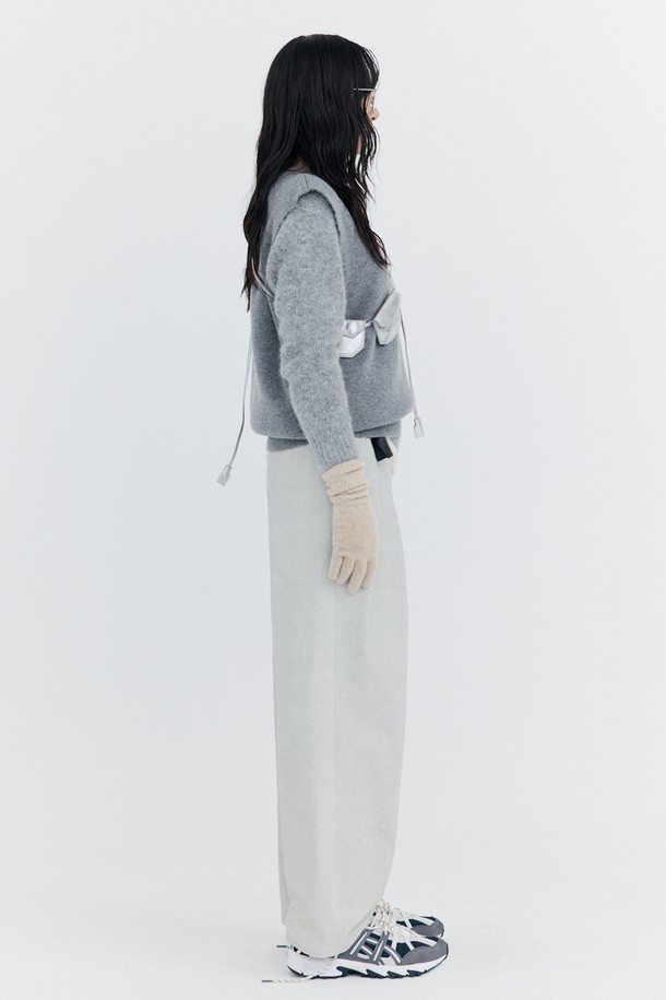 WNDERKAMMER - 롱/미디팬츠 - Washed Cotton Wide Pants_Grey