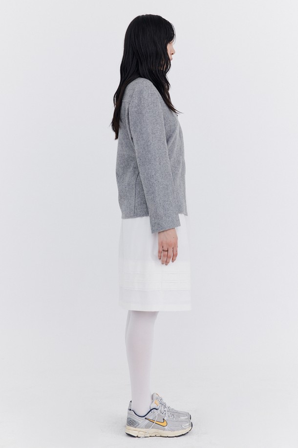 WNDERKAMMER - 미디스커트 - Raw-cut Tuck Skirt_White