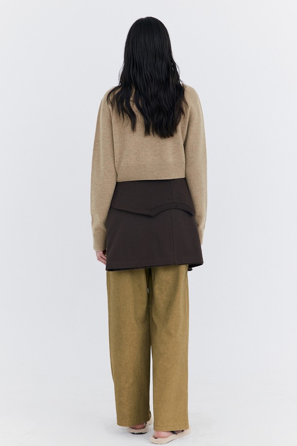 WNDERKAMMER - 가디건 - Open Point Crop Knit Cardigan_Beige