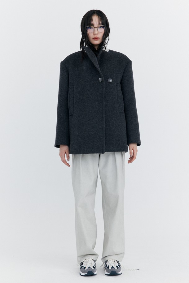 WNDERKAMMER - 코트 - Wool Half Coat_Charcoal