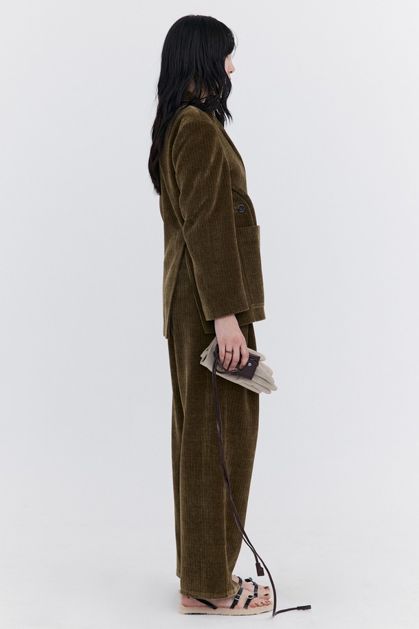 WNDERKAMMER - 롱/미디팬츠 - Corduroy Wide Pants_Charcoal