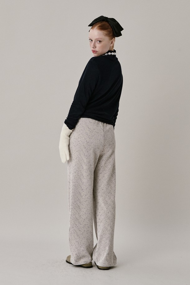 JUNEJUNE SPACE - 롱/미디팬츠 - [10차 리오더] 24 Two Tone Velour Pants_Ivory