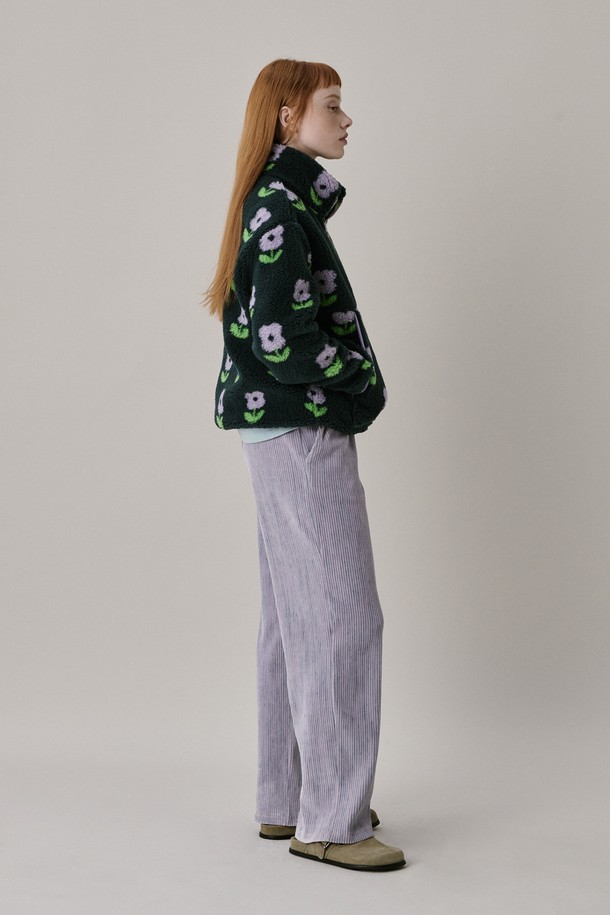 JUNEJUNE SPACE - 롱/미디팬츠 - 24 Two Tone Velour Pants_Lilac