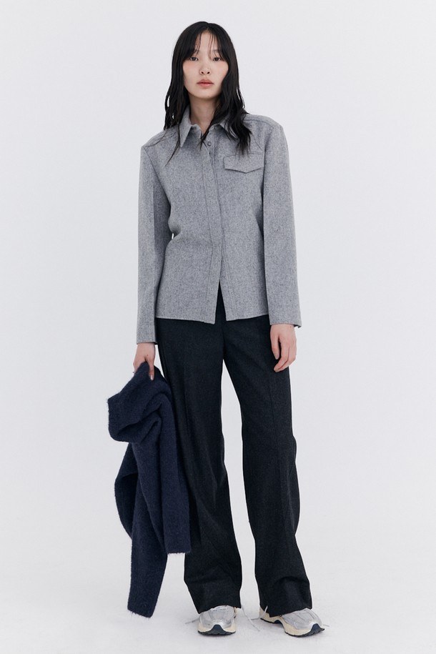 WNDERKAMMER - 셔츠 - Wool Slim-Line Shirt_Grey