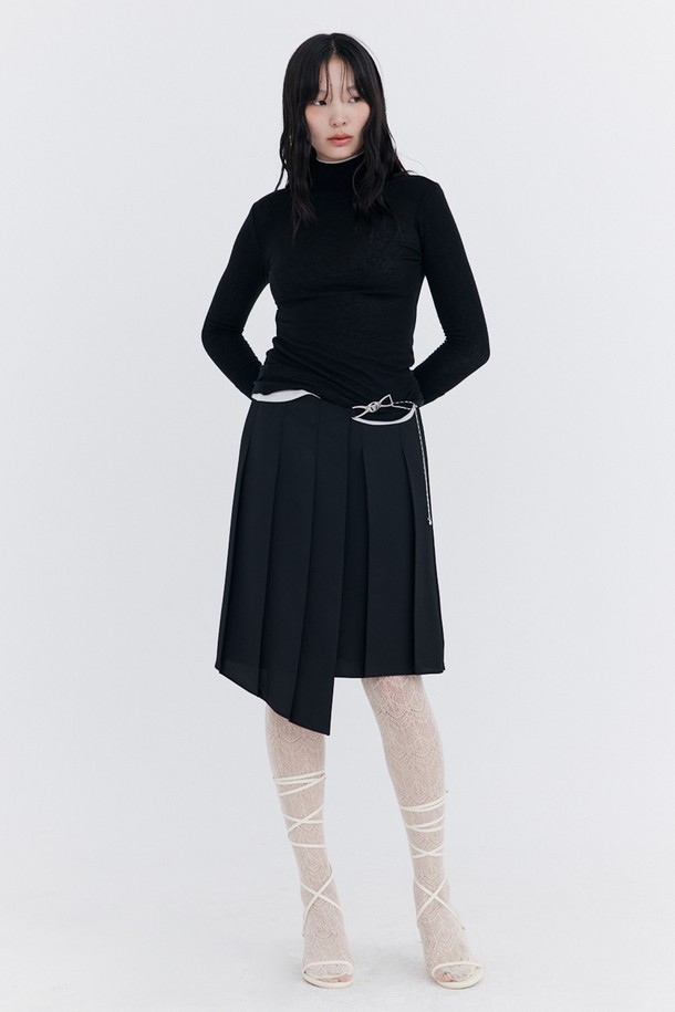 WNDERKAMMER - 긴소매 티셔츠 - Knit Rib Half Turtleneck T-shirt_Black