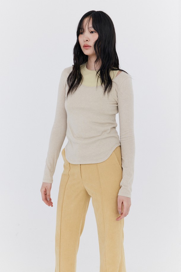 WNDERKAMMER - 롱/미디팬츠 - Corduroy semi-Bootcut Pants_Yellow