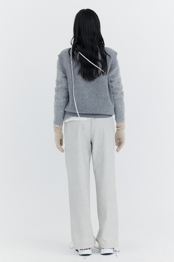 WNDERKAMMER - 롱/미디팬츠 - Washed Cotton Wide Pants_Grey