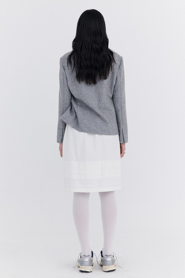 WNDERKAMMER - 미디스커트 - Raw-cut Tuck Skirt_White