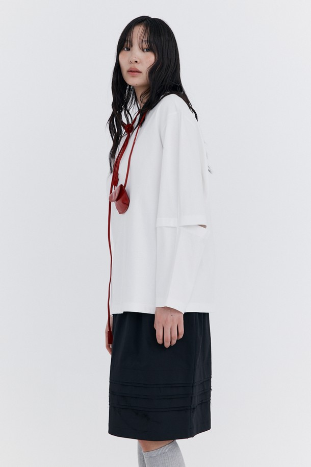 WNDERKAMMER - 미디스커트 - Raw-cut Tuck Skirt_Black