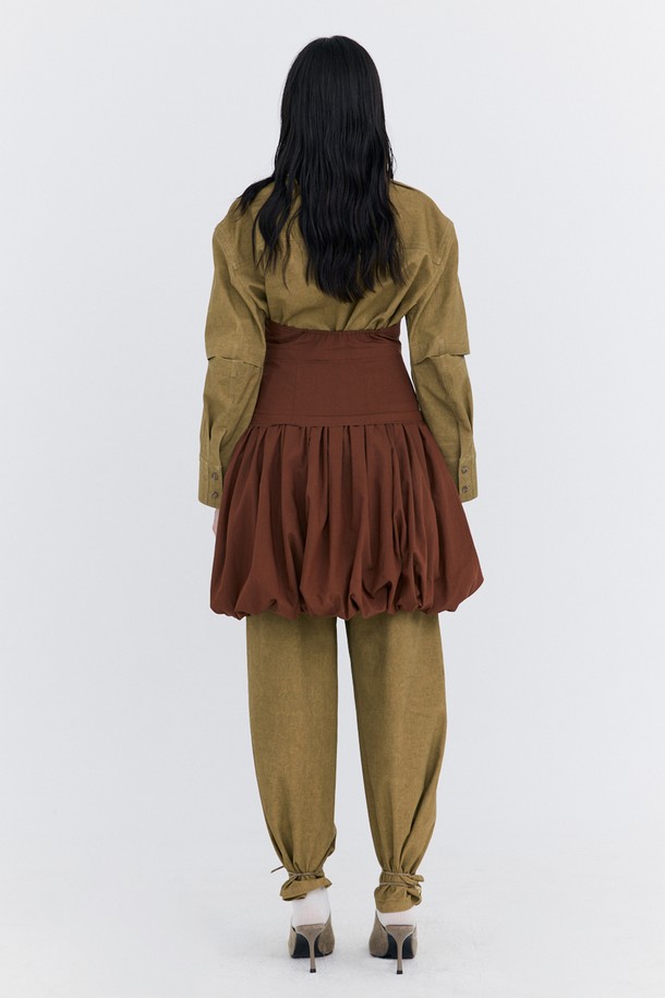 WNDERKAMMER - 민소매 원피스 - Balloon Layered Dress_Brown