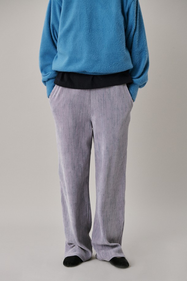 JUNEJUNE SPACE - 롱/미디팬츠 - 24 Two Tone Velour Pants_Lilac