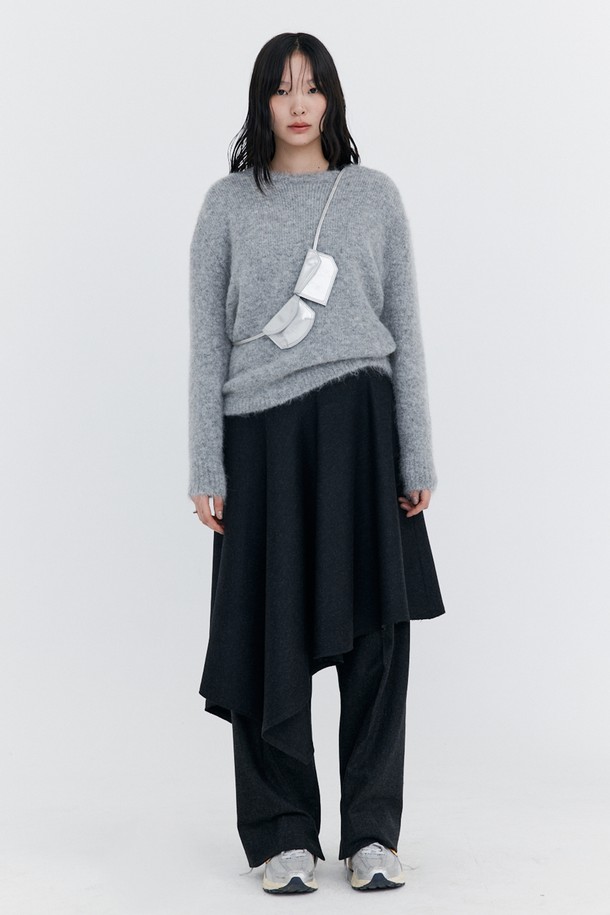 WNDERKAMMER - 반소매 원피스 - Raw-cut Wool Dress_Charcoal