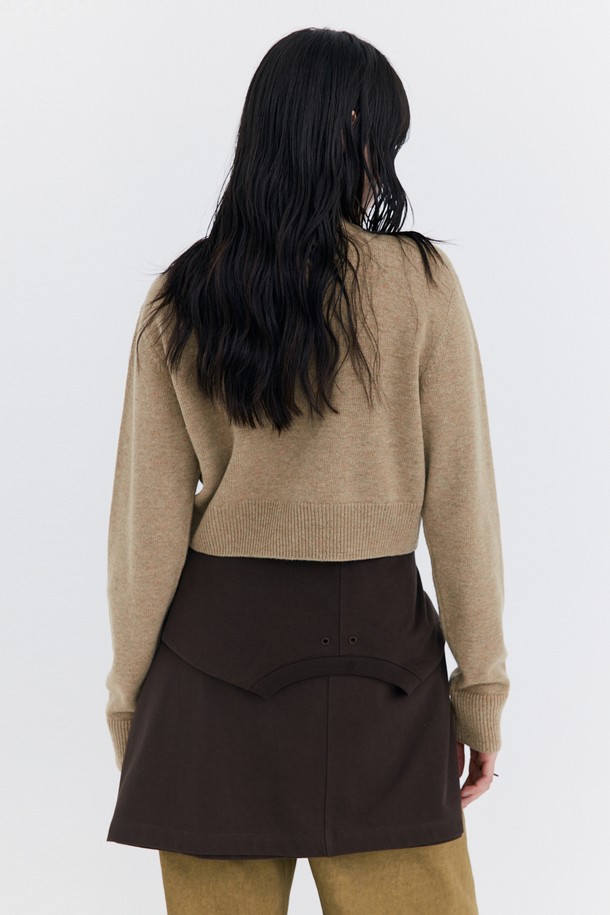 WNDERKAMMER - 가디건 - Open Point Crop Knit Cardigan_Beige