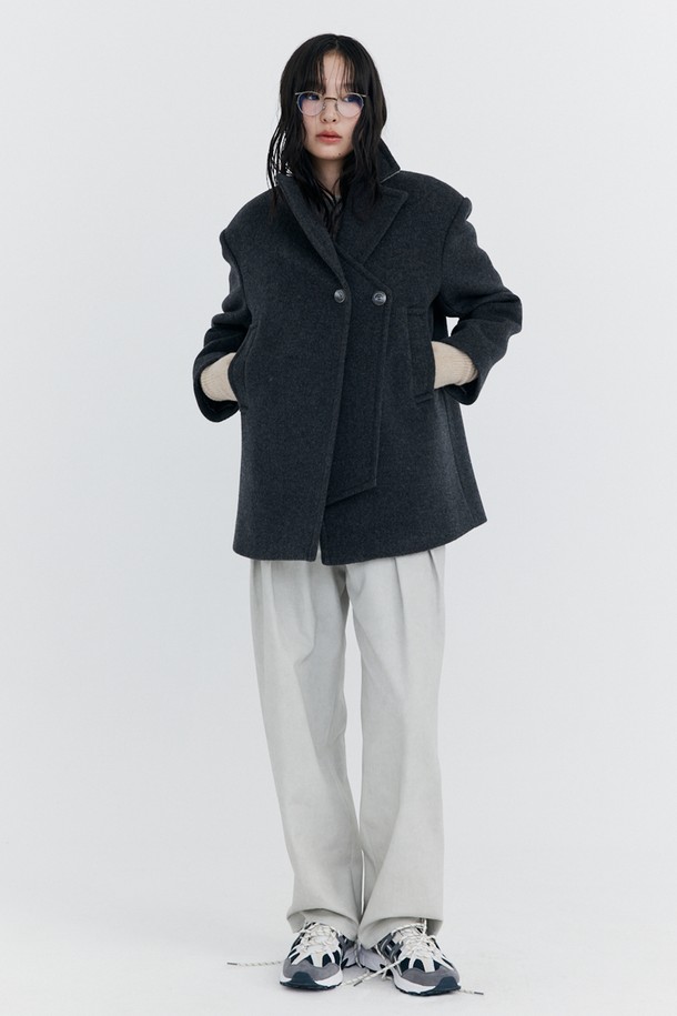 WNDERKAMMER - 코트 - Wool Half Coat_Charcoal