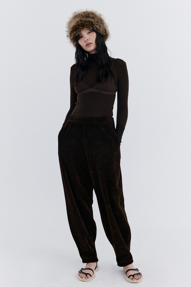 WNDERKAMMER - 롱/미디팬츠 - Corduroy Balloon Pants_Brown