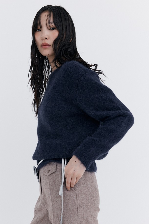 WNDERKAMMER - 스웨터 - Alpaca Boucle Knit Pullover_Navy