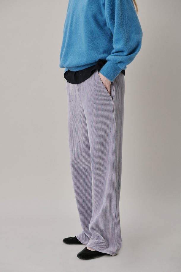 JUNEJUNE SPACE - 롱/미디팬츠 - [10차 리오더] 24 Two Tone Velour Pants_Lilac