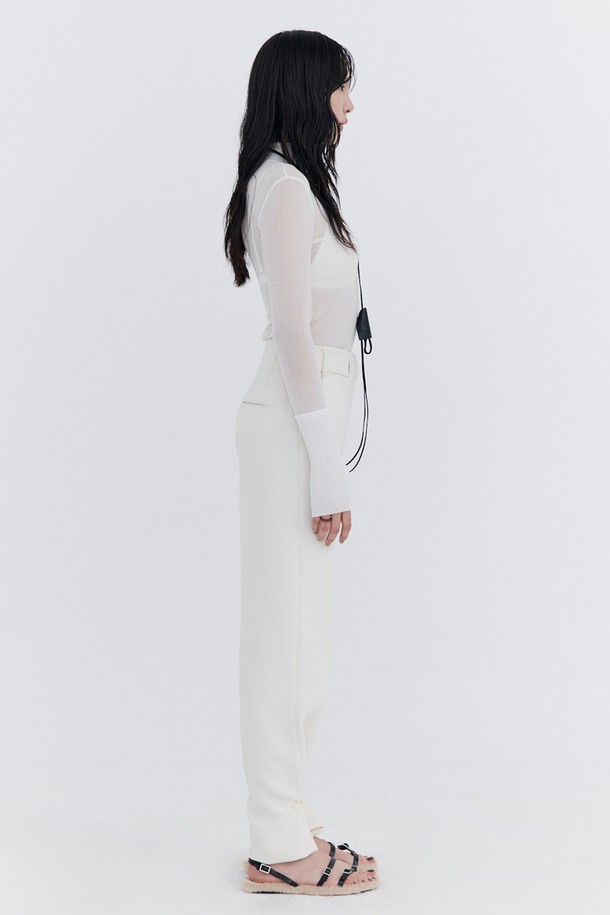 WNDERKAMMER - 긴소매 티셔츠 - Knit Rib Half Turtleneck T-shirt_Ivory